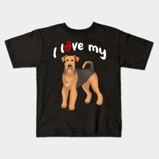 I Love My Airedale Terrier Dog Kids T-Shirt